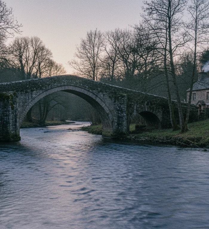 Stari most nad rijekom u sumrak