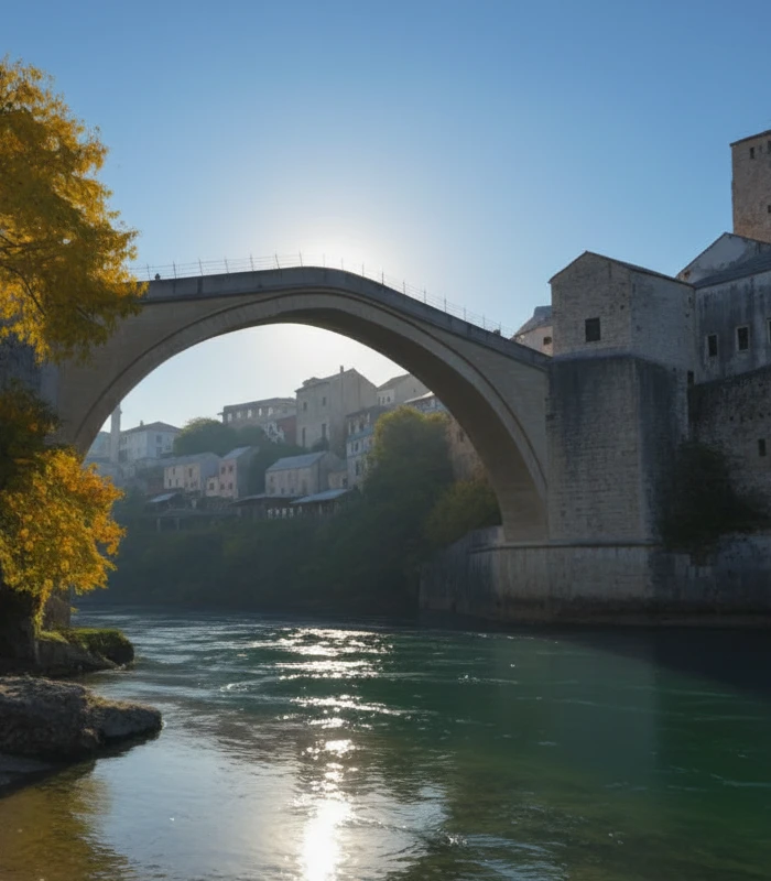 Mostar most — silhueta