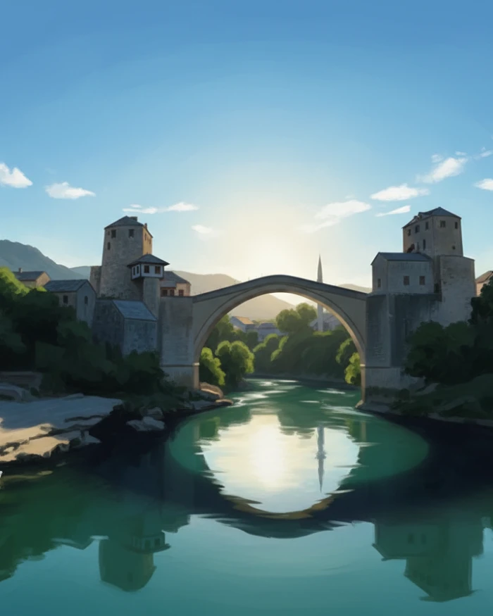 Mostar most — silhueta